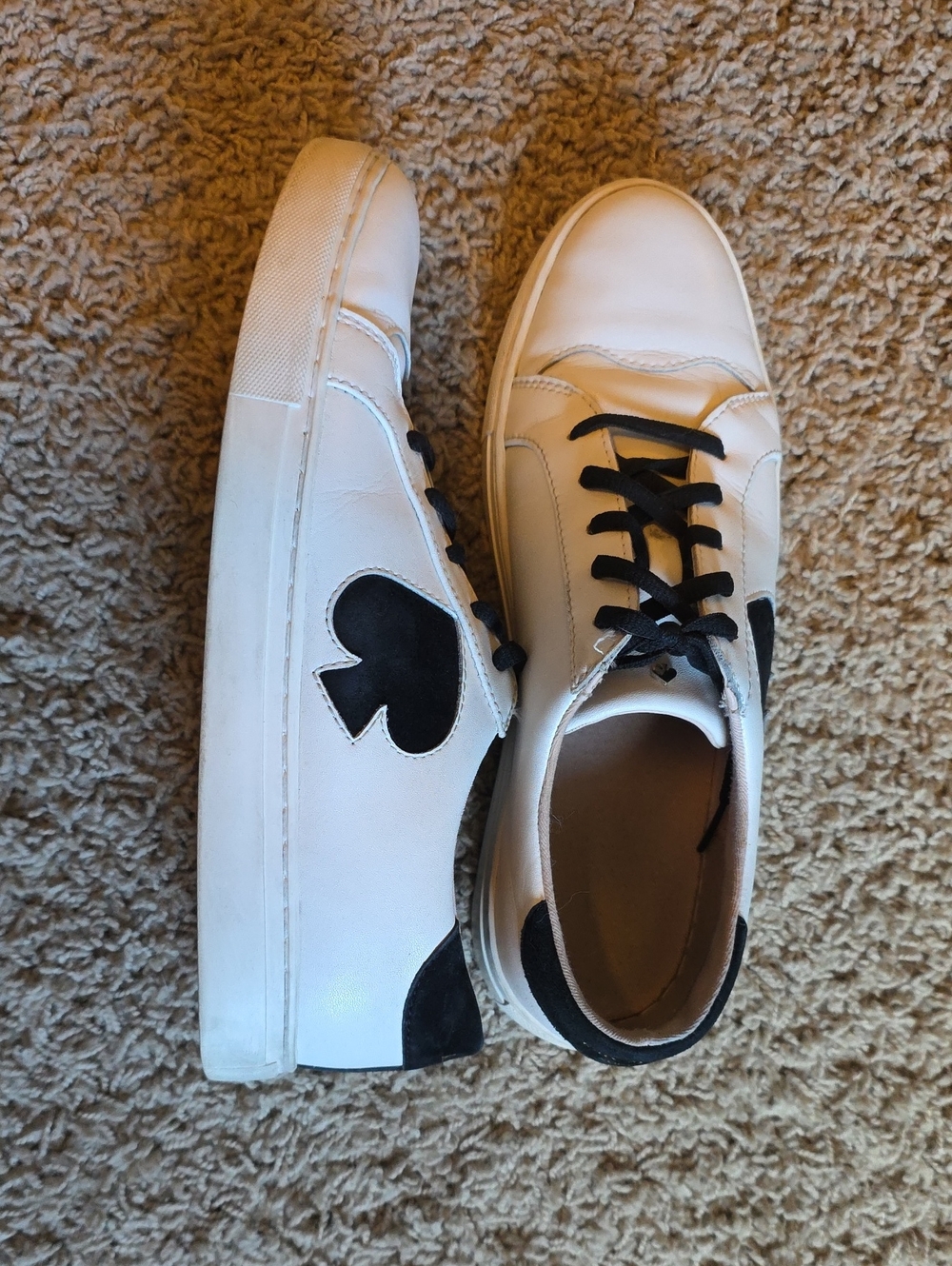 kate spade White and Black Leather Platform Sneakers